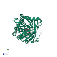 PDB entry 1cc4 coloured by chain, side view.