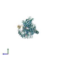 PDB entry 1cdk coloured by chain, side view.