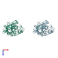PDB entry 1cel coloured by chain, top view.