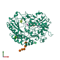 PDB entry 1cf3 coloured by chain, front view.