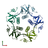 PDB entry 1chq coloured by chain, front view.