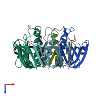 PDB entry 1chq coloured by chain, top view.