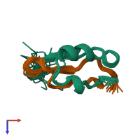 PDB entry 1cir coloured by chain, ensemble of 20 models, top view.