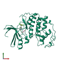 PDB entry 1ckp coloured by chain, front view.