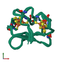 PDB entry 1clf coloured by chain, ensemble of 16 models, front view.