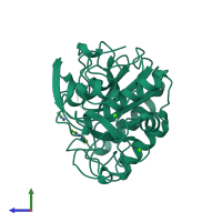 PDB entry 1cnm coloured by chain, side view.