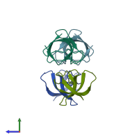 PDB entry 1csk coloured by chain, side view.