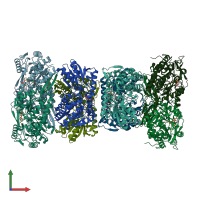 PDB entry 1cw3 coloured by chain, front view.