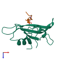 PDB entry 1cwd coloured by chain, top view.