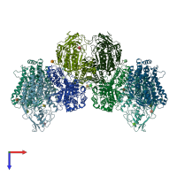 PDB entry 1cx8 coloured by chain, top view.