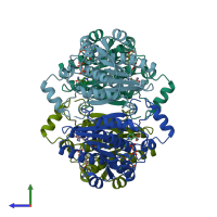 PDB entry 1cyd coloured by chain, side view.