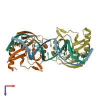 PDB entry 1cz0 coloured by chain, top view.