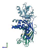 PDB entry 1czy coloured by chain, side view.
