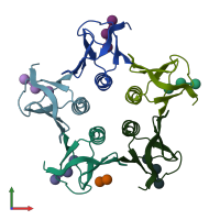 PDB entry 1d1i coloured by chain, front view.