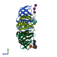 PDB entry 1d1i coloured by chain, side view.