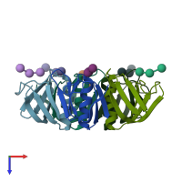 PDB entry 1d1i coloured by chain, top view.