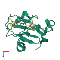 Monomeric assembly 1 of PDB entry 1d3w coloured by chemically distinct molecules, top view.