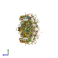 PDB entry 1d5l coloured by chain, side view.