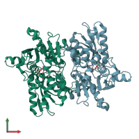 PDB entry 1d6s coloured by chain, front view.