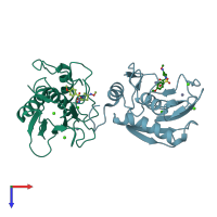 PDB entry 1d7x coloured by chain, top view.