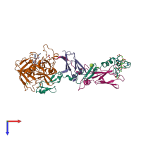 PDB entry 1dan coloured by chain, top view.