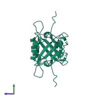 Homo dimeric assembly 1 of PDB entry 1dbd coloured by chemically distinct molecules, side view.
