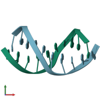 PDB entry 1dcv coloured by chain, front view.