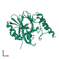 PDB entry 1ddk coloured by chain, front view.