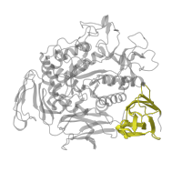 The deposited structure of PDB entry 1ded contains 2 copies of Pfam domain PF00686 (Starch binding domain) in Cyclomaltodextrin glucanotransferase. Showing 1 copy in chain A.