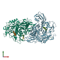 PDB entry 1ded coloured by chain, front view.
