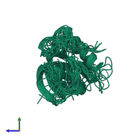 PDB entry 1def coloured by chain, ensemble of 9 models, side view.