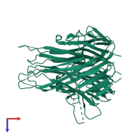 Tumor necrosis factor ligand superfamily member 10 in PDB entry 1dg6, assembly 1, top view.