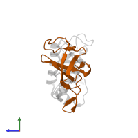 Ferredoxin-thioredoxin reductase, variable chain in PDB entry 1dj7, assembly 1, side view.