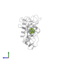 IRON/SULFUR CLUSTER in PDB entry 1dj7, assembly 1, side view.