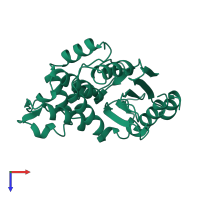 PDB entry 1djb coloured by chain, top view.