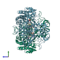 PDB entry 1djn coloured by chain, side view.