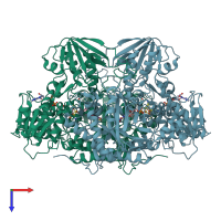 PDB entry 1djn coloured by chain, top view.