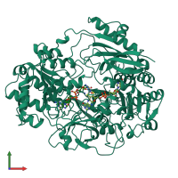 PDB entry 1dms coloured by chain, front view.