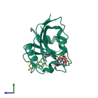 PDB entry 1dre coloured by chain, side view.