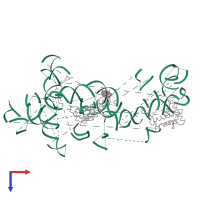 PDB entry 1dv4 coloured by chain, top view.