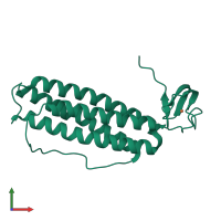 PDB entry 1dvb coloured by chain, front view.