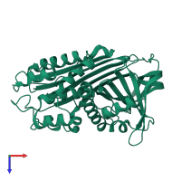 PDB entry 1dvn coloured by chain, top view.