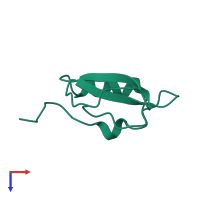 Monomeric assembly 1 of PDB entry 1dwm coloured by chemically distinct molecules, top view.