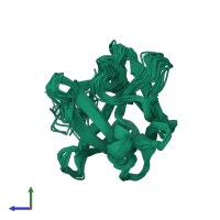 PDB entry 1dzc coloured by chain, ensemble of 24 models, side view.