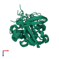 PDB entry 1dzd coloured by chain, ensemble of 24 models, top view.