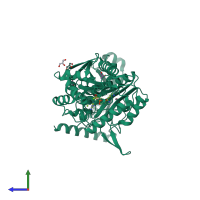 PDB entry 1e1t coloured by chain, side view.