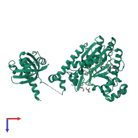 PDB entry 1e1t coloured by chain, top view.