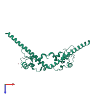 Homo dimeric assembly 1 of PDB entry 1e31 coloured by chemically distinct molecules, top view.