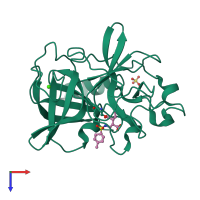PDB entry 1e34 coloured by chain, top view.