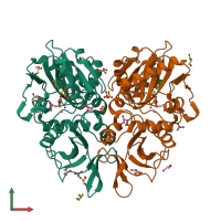 PDB entry 1e4e coloured by chain, front view.